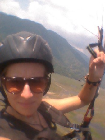 Ett försök att ta kort med mobil under ett av flygen.